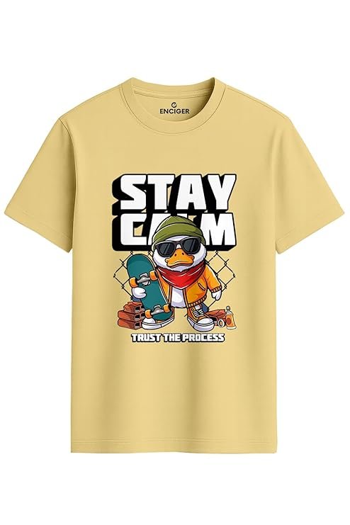 Trendy Men’s Cotton Printed T-Shirt Round Neck Shortsleeve