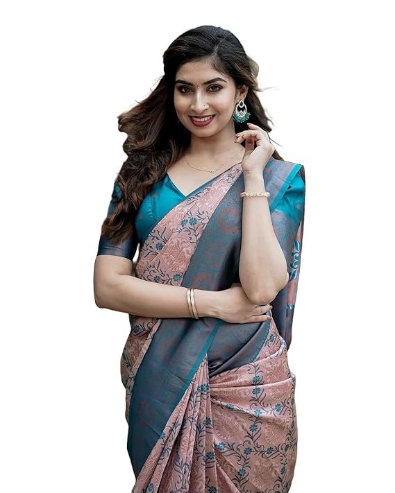 Yashika Women Kanjivaram Silk Weaving Saree With Blouse Material saree for Women