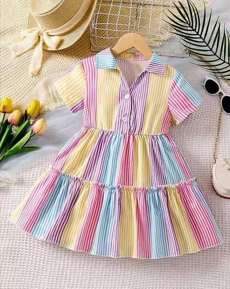 Baby-Girl's Polyester Country Above The Knee Dress
