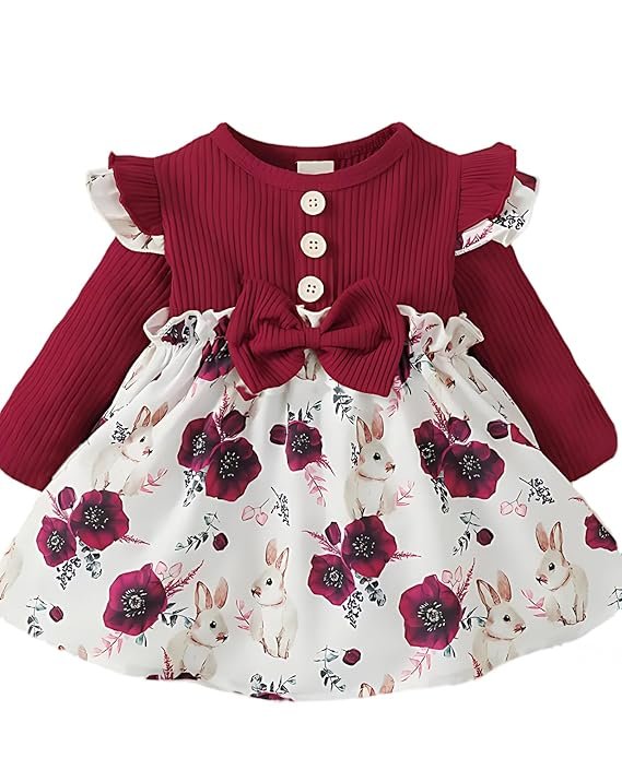 Buy & Try by Dharmikaay Girl's Lycra Floral Printed Frock Dress for Girls Short Frock Baby Princess Western Dresses