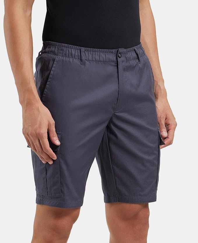 Men's Super Combed Mercerised Cotton Woven Straight Fit Cargo Shorts
