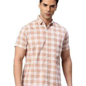 Majestic Man Slim Fit Pure Cotton Checked Half Sleeve Casual Shirt