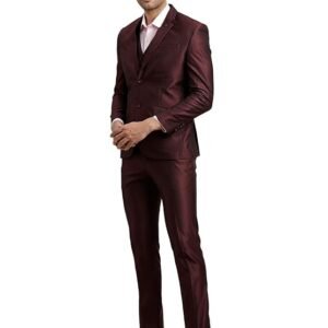 Turtle Men Poly-Viscose Dobby Print Full Sleeve Three Piece Party Suit