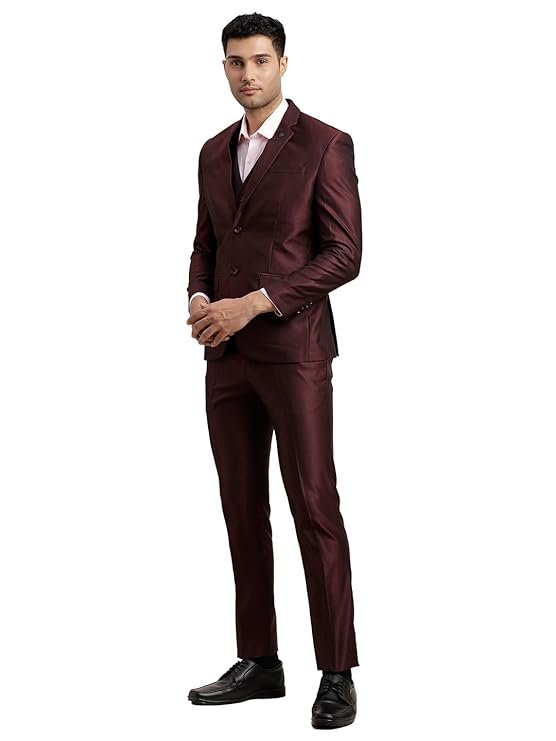 Turtle Men Poly-Viscose Dobby Print Full Sleeve Three Piece Party Suit