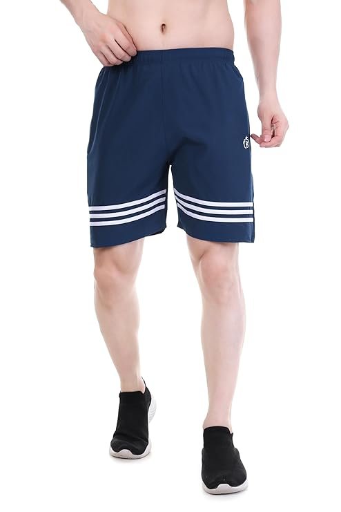 BLUE STAR SHARK Athletic Sports Shorts for Men with Zip Pockets and Elastic Waistband Quick Dry Lightweight Activewear.